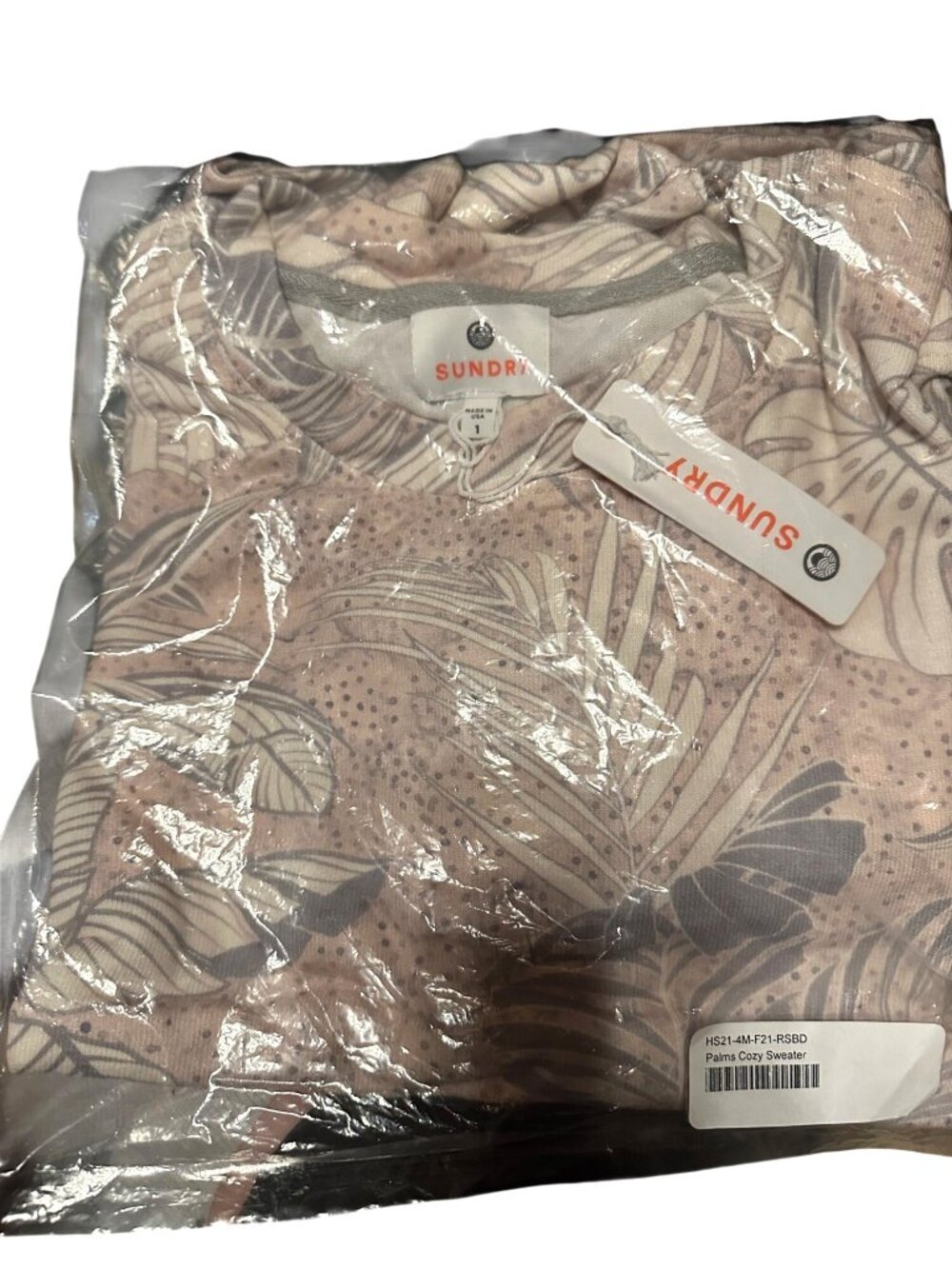 Sundry Palms Cozy Sweater Floral Print Lightweight Soft Fabric Size 1 NWT
